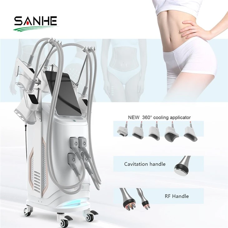 4 Cryo håndtak 360 Cryolipolysis RF Kavitasjonsmaskin